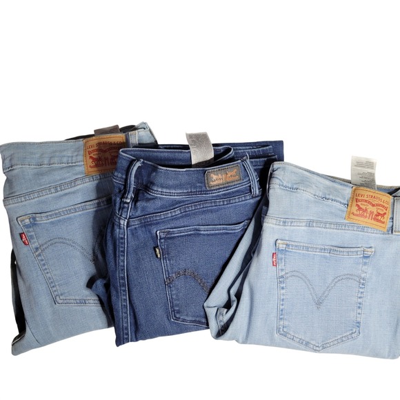 Levi's Denim - Levi Strauss Womens Boyfriend & 512 Straight Jeans Bundle 3 Pairs Blue Size 33